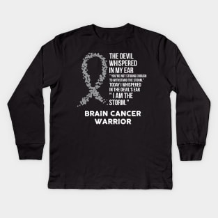 The Devil- Brain Cancer Awareness Support Ribbon Kids Long Sleeve T-Shirt